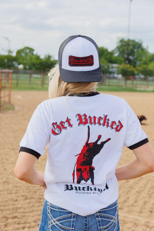 Buckin' Trucker Hat - Red on White